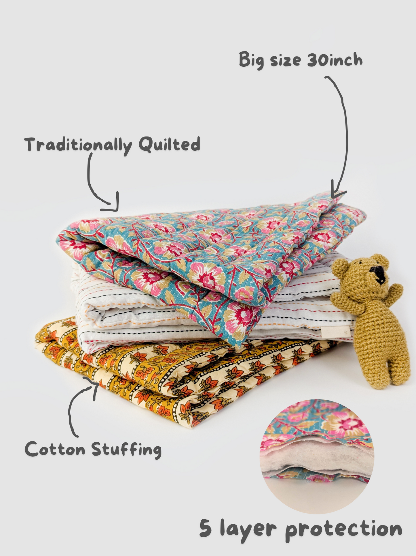 Ultrasoft Floral Cotton Quilted Mats