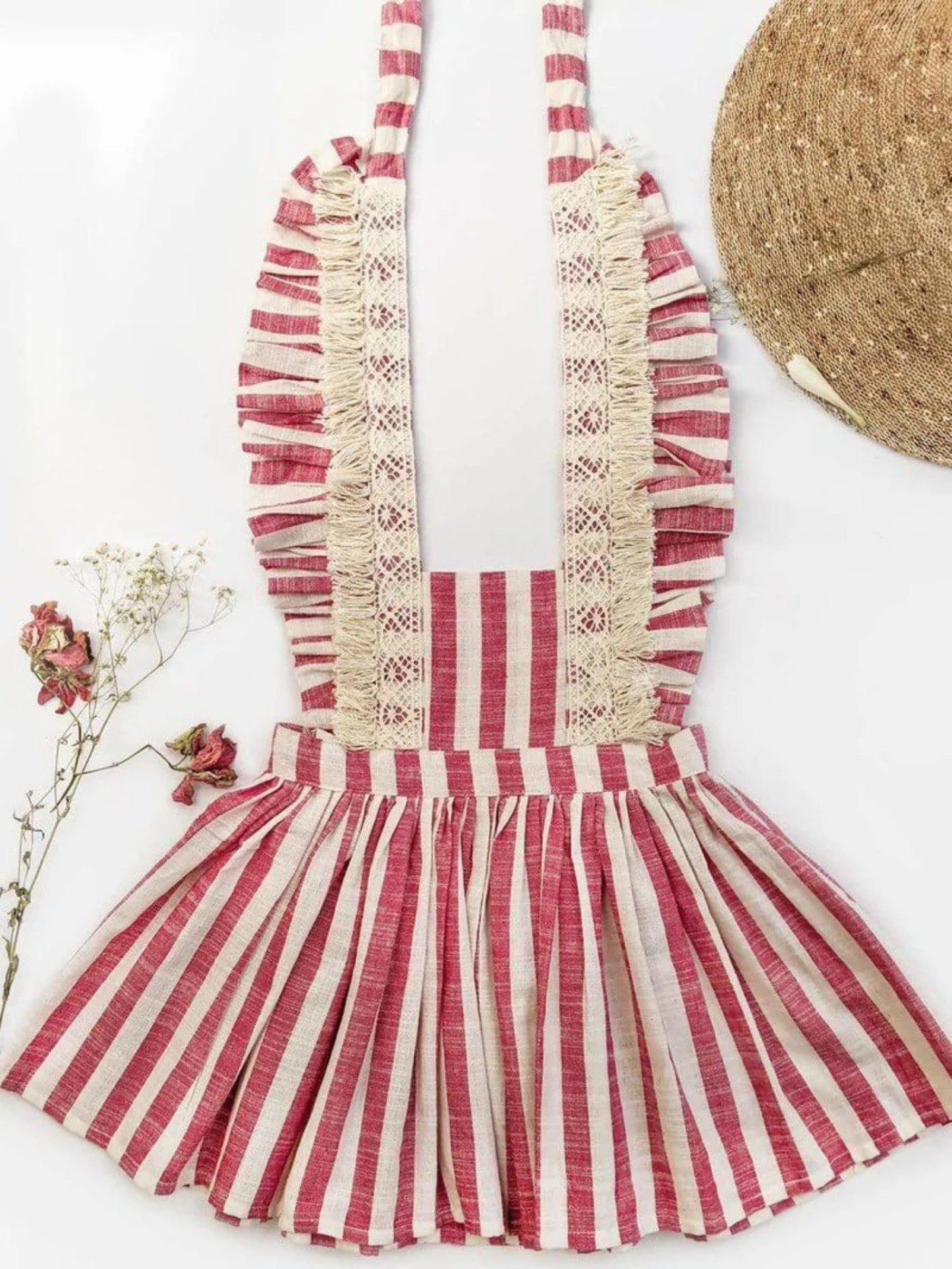 STRIPED CROCHET TIE BACK DRESS