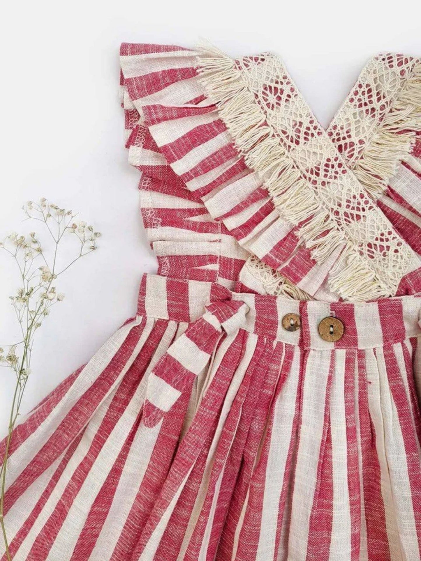 STRIPED CROCHET TIE BACK DRESS