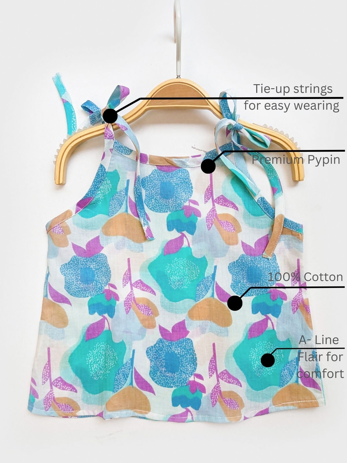 Breezy Bloom Tie-Up Cotton Tunic (Set of 3)