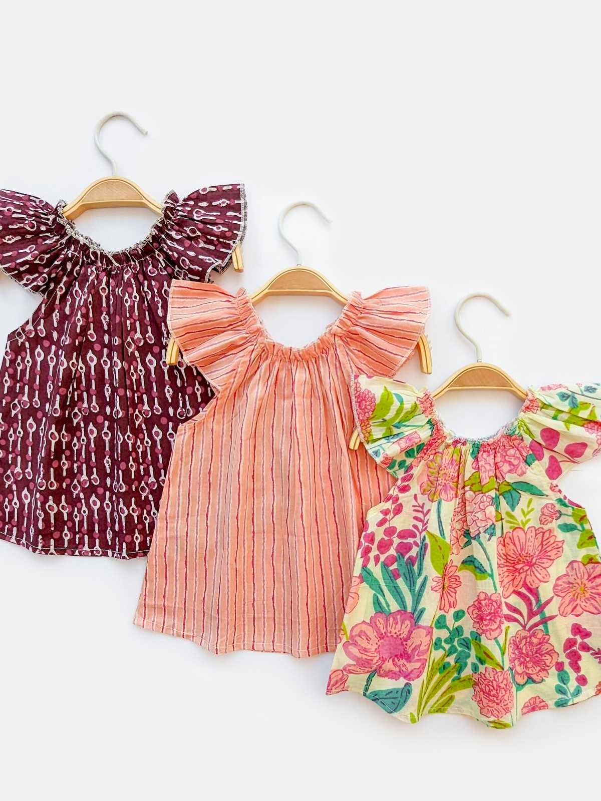 Breezy Bloom Cotton Tunic With Frill (Set of 3)