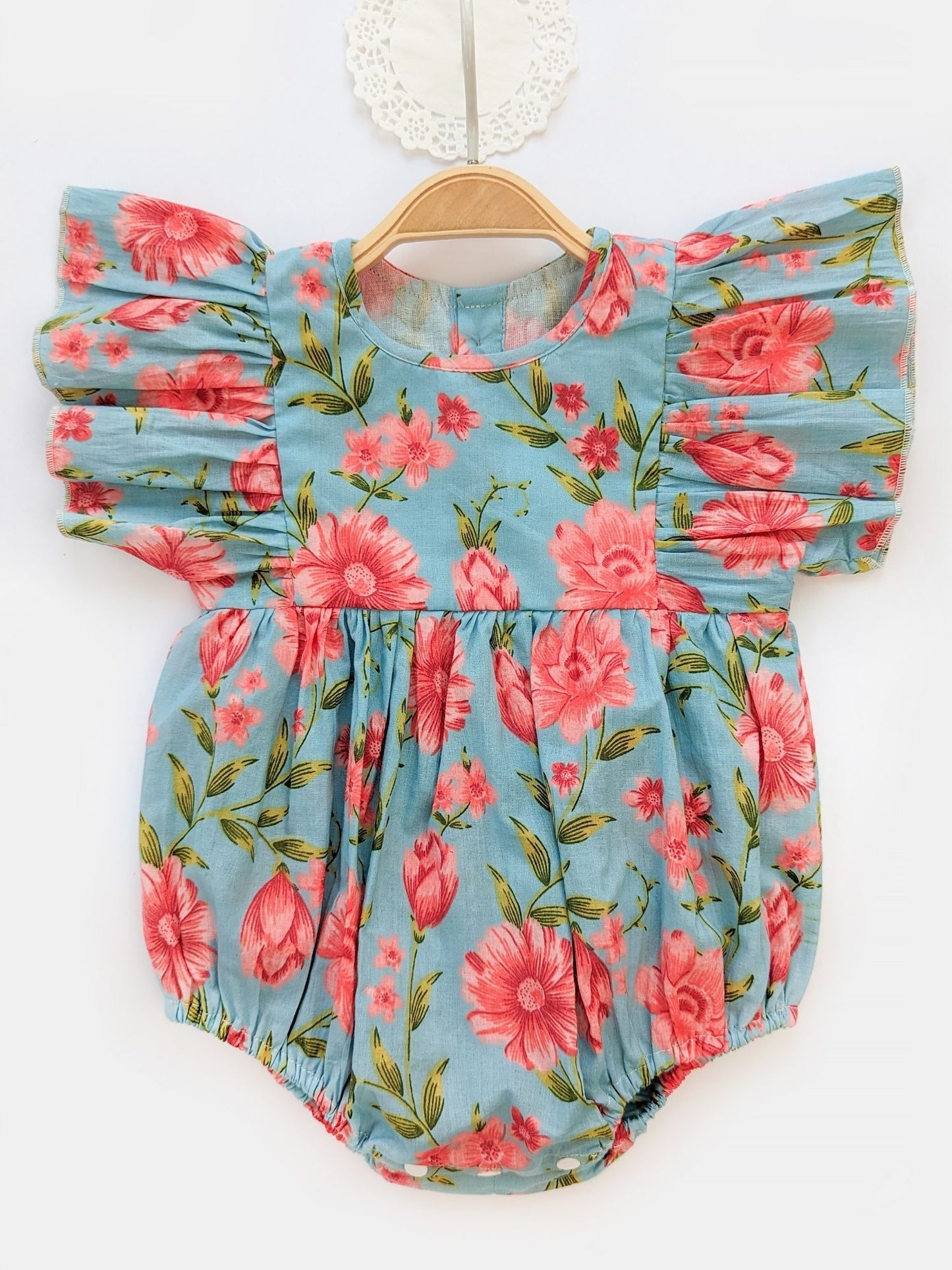 Cotton Butterfly Sleeved Romper