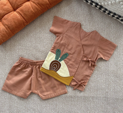 Infant Short Sleeve Wrap Shirt and Shorts Set (3-6months)