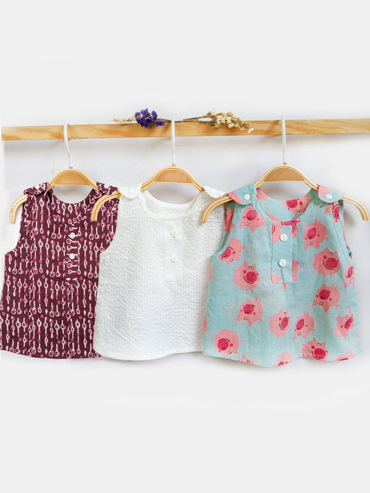 UNISEX COTTON VEST (SET OF 3)